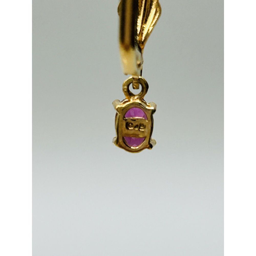 Karis Earrings Gold-tone Purple Stone Oval Prong Set Open Back Lever Back Style - Picture 5 of 10